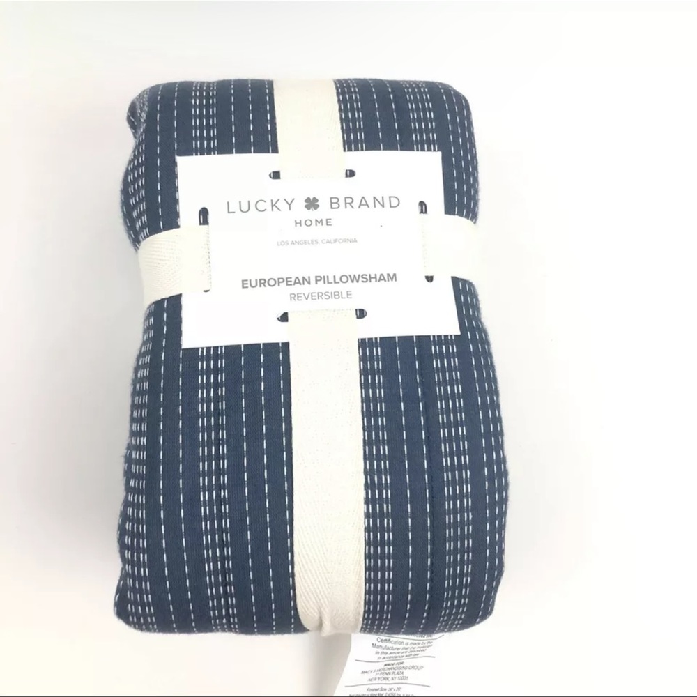 Lucky Brand Home Running Stitch (1) EURO Quilted Pillow Sham Blue